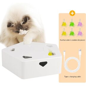 LALAAI Indoor Interactive Cat Toy, Intelligent Sensing Trigger, Feather Toy That Cannot Be Caught, Suitable for Cats to Exercise and Relieve Boredom, Six Feather Replacement, Rechargeable