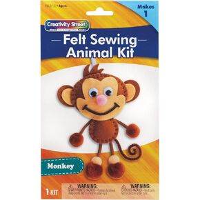 Creativity Street Felt Sewing Animal Kit, Monkey, 6.5" x 10.5" x 1", 1 Kit