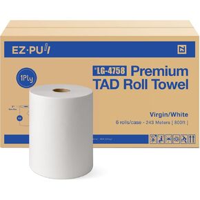 لفة منشفة يد ورقية عالية السعة من EZbrnd مقاس 10 بوصات TAD للاستخدام التجاري/الحمام/المكتب، 800 قدم × 6 لفات in Kuwait