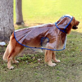Glanzzeit Dog See-Through Raincoat Cool Rain Jackets Adjustable Poncho for Medium Large Dogs 2XL to 6XL (2XL, Pink)