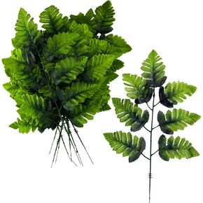 Iconikal Artificial Silk Leather Leaf Fern, 16-Inches Long, 24-Pack