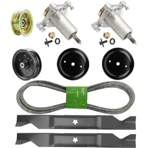 q&p 46" Deck Rebuild Kit PB195H46YT, YTH21K46 YT3000 YTS3000 Includes(2) Spindle 187292, 192870, 532192870 (2) Pulley195945 (1) Idler 532196106 (1) Idler 193197 (1) Belt 584453101 (2) Blade 405380