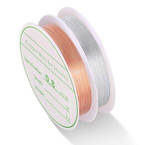 MIKIMIQI 2 Pack Jewelry Wire Craft Wire 20 Gauge Tarnish Resistant Jewelry Beading Wire Copper Beading Wire for Jewelry Making Supplies and Crafting, 0.8mm X 3m for Each Pack (Gold, Silver)