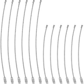 Wisdompro Wire Keychain Cable, 12 Pack of 2mm Stainless Steel Cable Key Ring Loops for Luggage Tags, Key Tags, ID Tag Keepers - 2 Sizes (4.3 inch & 6.3 inch)