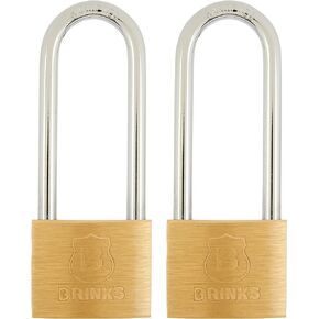 BRINKS - 40mm Solid Brass Keyed Padlock with 2.5" Shackle Clearance, 2-Pack - Chrome Plated with Hardened Steel Shackle, (171-42201)