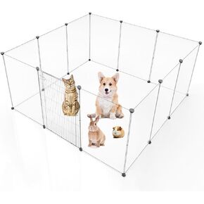 BRIAN & DANY Pet Playpen Portable for Small Animals, Dog Play Pen Indoor, Transparent Pet Playpen for Bunny, Puppies, Cats, 70.8" L x 35.4" W x 29.5" H
