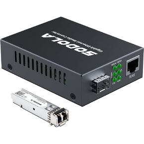 Gigabit Ethernet Media Converter, SingleMode Dual LC Fiber to Ethernet RJ45 Converter for 10/100/1000Base-Tx to 1000Base-LX(with a SFP SMF 1310-nm Module), up to 20-km