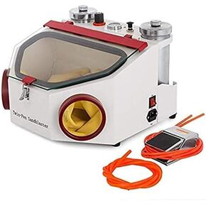 Global-Dental Double-Pen Fine Sand Blasting Machine Dental Lab Sandblaster Large View Window Sandblaster Unit with LED Lamp with 2 Pen + 2 LED Light + 2 Metal Cups