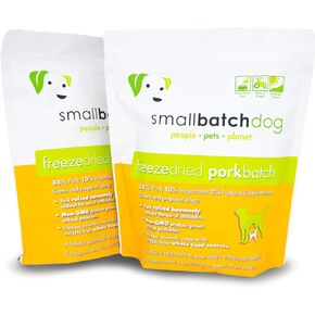 Smallbatch Pets نظام غذائي خام ممتاز مجفف بالتجميد للكلاب، عبوتان، وصفة لحم الخنزير، 14 أونصة في كل كيس (إجمالي 28 أونصة)، صنع في الولايات المتحدة الأمريكية، منتجات عضوية، لحم مرفوع بطريقة إنسانية، يرطب ويقدم الفطائر in Kuwait