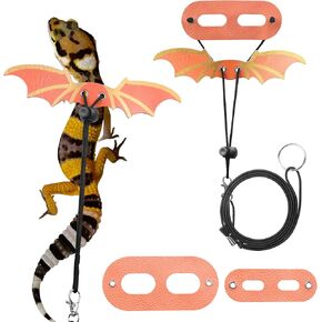 YAODHAOD Bearded Dragon Lizard Leash Harness,3 Size Adjustable Lizard Leash with Bat Wings for Iguana Gecko Chameleon Bearded Dragon Lizard Reptiles (Classic Wing-Blue)