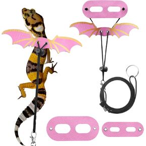 YAODHAOD Bearded Dragon Lizard Leash Harness,3 Size Adjustable Lizard Leash with Bat Wings for Iguana Gecko Chameleon Bearded Dragon Lizard Reptiles (Classic Wing-Blue)