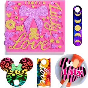 Juome اسم لوحة الراتنج قوالب سيليكون لغطاء كأس ستانلي 30oz بهلوان، 8 قطع اسم العلامة قوالب السيليكون لصب راتنجات الايبوكسي، DIY شخصية مخصصة اسم لوحة صنع لستانلي in Kuwait