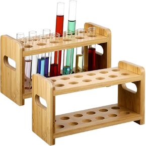 Yoande 2 Pcs 18ml Bamboo Test Tube Holder Rack 12 Holes Lab Test Tube Holder for Test Tube Wooden Centrifuge Tube Holder Bamboo Lab Test Tube Stand for Science Experiments Scientific Theme Party in Kuwait