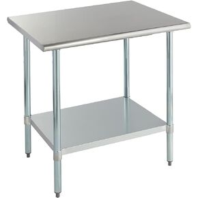 ROCKPOINT Stainless Steel Prep & Work 36x30 Inches, NSF Metal Commercial Kitchen Adjustable Under Shelf and Table Foot for Restaurant, Home and Hotel, 36x30inch, Silver