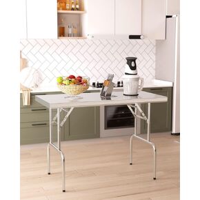Garvee Stainless Steel Folding Table 48" x 24", [NSF Certified][Heavy Duty] Commercial Kitchen Prep Table for Home, Restaurant, Hotel