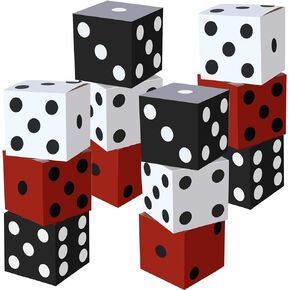 Ctosree 12 Pcs Large Casino Dice Boxes 11 in Casino Theme Party Decoration Vegas Jumbo Giant Dice Centerpieces Table Top Dice Casino Night Graduation Prom Birthday Party Supply(Black, White, Red)