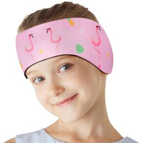 HeySplash Swimming Headband, Swimming Earplugs Kids Ear Plugs Ear Band Swimmer Ear Protection, Neoprene Ear Guard for Kids Adults, Keep Water Out & Hold Earplugs in, M, Pink Flamingo