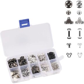 LUTER 100 Pieces Skirt Hooks, Sewing Snap Fasteners, Hook and Eye Latches, 50 Pairs of Sewing Fasteners for Skirt, Bra, Trousers, Clothes (Black, Silver)