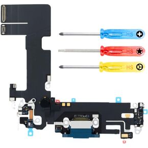 MMOBIEL Dock Connector Compatible with iPhone 13-6.1 inch - 2021 - Charging Port Flex Cable - Headphone Port/Microphone/Antenna Replacement - Incl. Screwdrivers - Blue