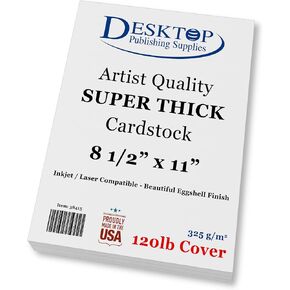 White 8.5" x 11" Cardstock - Blank SUPER Thick Paper - 100 Sheets - Artist Drawing Quality Eggshell Finish - Heavy Weight 120lb Cover Card Stock for Inkjet & Laser Printer