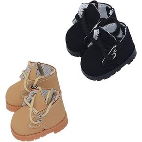 niannyyhouse 10cm Plushie Doll Leather Shoes Length 3.8cm Doll Dress Up (White+Brown)