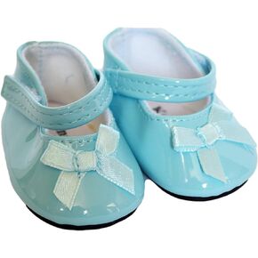18 Inch Doll Shoes- Blue Bow Mary Janes fits 18 Inch Dolls and 15 Inch Baby Dolls