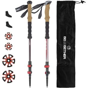 أقطاب G2 Hiker للرحلات سيرًا على الأقدام تلسكوبية/سبائك ألومنيوم/قبضة إسفنجية EVA/قبضة فلين/حزام معصم مبطن بالفوم/حزام قابل للتعديل تلقائيًا/قفل سريع الوجه (عبوة من قطبين). أصفر/أزرق in Kuwait