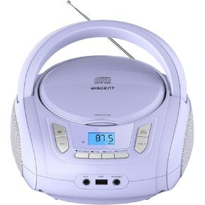 مشغل أقراص مضغوطة محمول مع بلوتوث، راديو FM، تشغيل USB MP3، مدخل AUX، مقبس سماعة الرأس، متوافق مع أقراص CD-R/RW وMP3، مشغلات أقراص مضغوطة للأطفال للمنزل أو الخارج