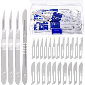 Keadic 72Pcs Scalpel Blade Handle with #18#20#21#22#23#24#25 Surgical Sterile Blades, High Carbon Steel Laboratory Blade-Lab Knives for Practicing Cutting, Sculpting, Callus Removal