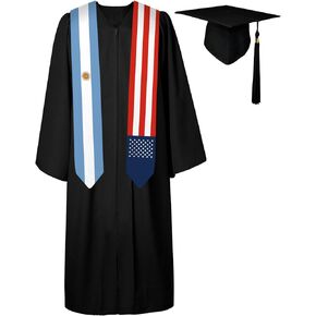 72 Inch Argentina Flag and USA Flag Graduation Sash Unisex Adults Graduation Stole Scarf International Class of 2024 (Not Include Baccalaureate Gown and Hat)