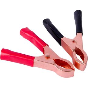 Gardner Bender 14-630 Battery Clamps, 30 AMP, Copper Clad Insulated Battery Clips, Color Coded, 3 Inch., 2 Pk., Red & Black Jacketed Handle