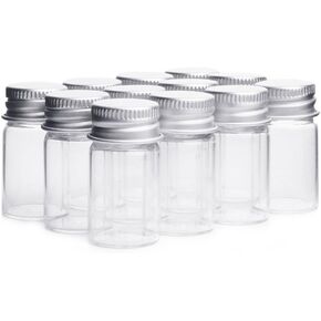 10Pcs/7ML Empty Sample Glass Bottles Jars Vials Case Container with Screw Caps,Transparent