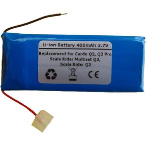 3.7V 400mAh Premium Replacement Battery for Cardo Q2, Q2 proScala Rider, Scala Rider Q2, Scala Rider Multiset Q2 Bluetooth Headsets