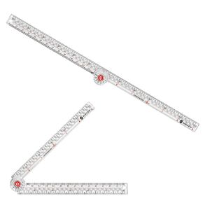 SINGER 24-Inch Folding Ruler with Precision Marking & Grid Lines for Sewing, Quilting, Crafting & Patternmaking - Clear Metric Ruler - Zero-Centering, 15 Increment Quick Angle Ruler, Folds to 12"