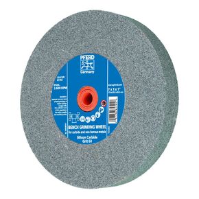 PFERD Bench Grinding Wheel Carbide Type | 7x1x1 inch, vitrified Bond, Silicon Carbide, grit Size 60 | 61791 - for use on Hard Materials, Included bushings 3/4, 5/8, 1/2 inch