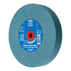 PFERD Bench Grinding Wheel Carbide Type | 6x1x1 inch, vitrified Bond, Silicon Carbide, grit Size 80 | 61789 - for use on Hard Materials, Included bushings 3/4, 5/8, 1/2 inch