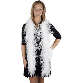 ZUCKER 6' Ostrich Feather Boa-White/Opal Lurex 1920's Flapper Costume Accessory