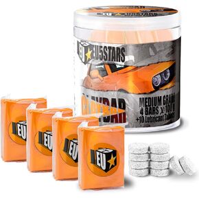 Clay Bar 4 Pack x 100g Premium Car Detailing kit of Medium Grade Car Clay Bars and 10 Clay Luber Tablets for Auto, Bus, Motorcycles, Boats and RV Wash. Auto Detailing Kit (Blue)