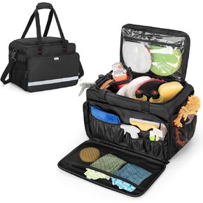 samdew Large Detailing Bag, Detail Organizer for Auto Detailing Supplies Storage, Car Cleaning Caddy for Vehicle Wash Tools, Car Care Box for Detailing Bottles, Towel, Buffer and More, Bag Only