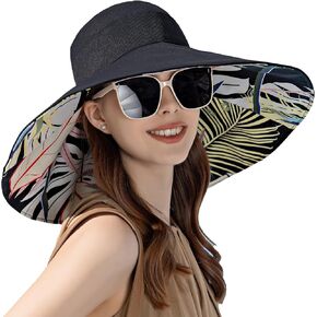 LackBlue Womens Sun Floppy Hat Wide Brim UV Sun Protection Summer Hat Reversible Foldable Beach Hats for Women