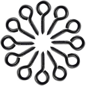ECKJ خطافات عين لولبية صغيرة 50 قطعة 1.1 بوصة خطاف معدني مطلي بالزنك على شكل عين خطاف برغي ذاتي التنصت على شكل حلقة خطاف دائري أسود لتعليق المجوهرات والحرف اليدوية والحلي وفلين النبيذ بنفسك in Kuwait