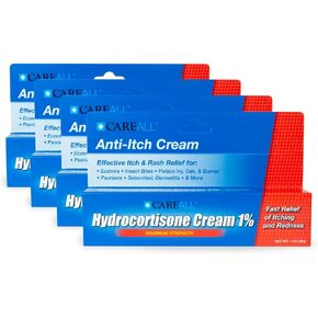 CareAll Hydrocortisone 1%, 1oz Tube (Pack of 4), Maximum Strength Anti-Itch Cream, Relief from Itching and Redness from Bug Bites, Eczema, Psoriasis, Poison Ivy, Oak and Sumac