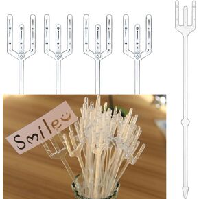 Floral Picks, 80 Pack 9.5 inch Flower Card Holder Pick Plastic Straight Head Photo Holder Picks for Floral Arrangement Bouquet Wedding Decoration