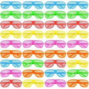 Kabcifea 72 Pack Plastic Shutter Glasses Bulk,80's Style Slotted Shutter Shade Sunglasses Neon Party Glasses Eyewear Party Props for Party Favours,Novelty Fancy Dress Costume,Assorted Colors