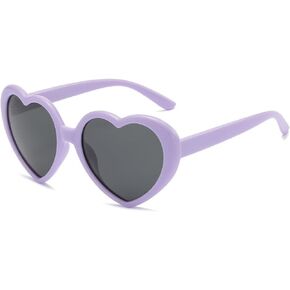 WZWLKJ Heart Sunglasses for girls Polarized UV 400 Protection Love Heart Sunglasses Vintage for Outdoor Beach Age 3-10 Years