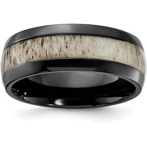 The Black Bow 8mm Black Zirconium & White Antler Inlay Standard Fit Band