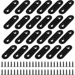 12Pcs 4 Inch Straight Bracket Stainless Steel Brace, Flat Mending Plate Fixing Bracket Connector with Screw for Cabinet Furniture Joining Plate, Black