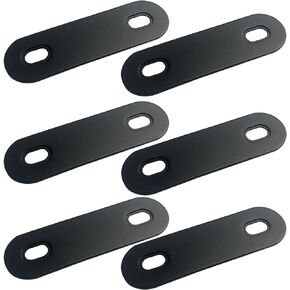 Gxeabg 6 Pack Straight Brackets for Wood, Straight Brace with Slot, 180 Degree Flat Corner Brace, 155MM Black Metal Joining Repair Plates, Heavy Duty Mending Plate for Furniture Shelves Cabinet