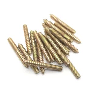 Haozheng Hanger Bolt M8x40 Double Headed Bolt Self-Tapping Screw for Furniture 20Pcs Bronze