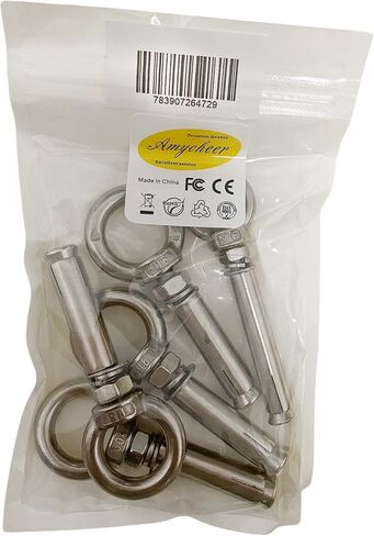 Amycheer حلقة رفع توسيع Eyebolt المسمار الترباس 304 الفولاذ المقاوم للصدأ مغلق هوك مرساة العين الترباس جدار الطوب الخرساني توسيع مسامير البراغي المراسي السحابة M8x60mm 5 حزمة in Kuwait
